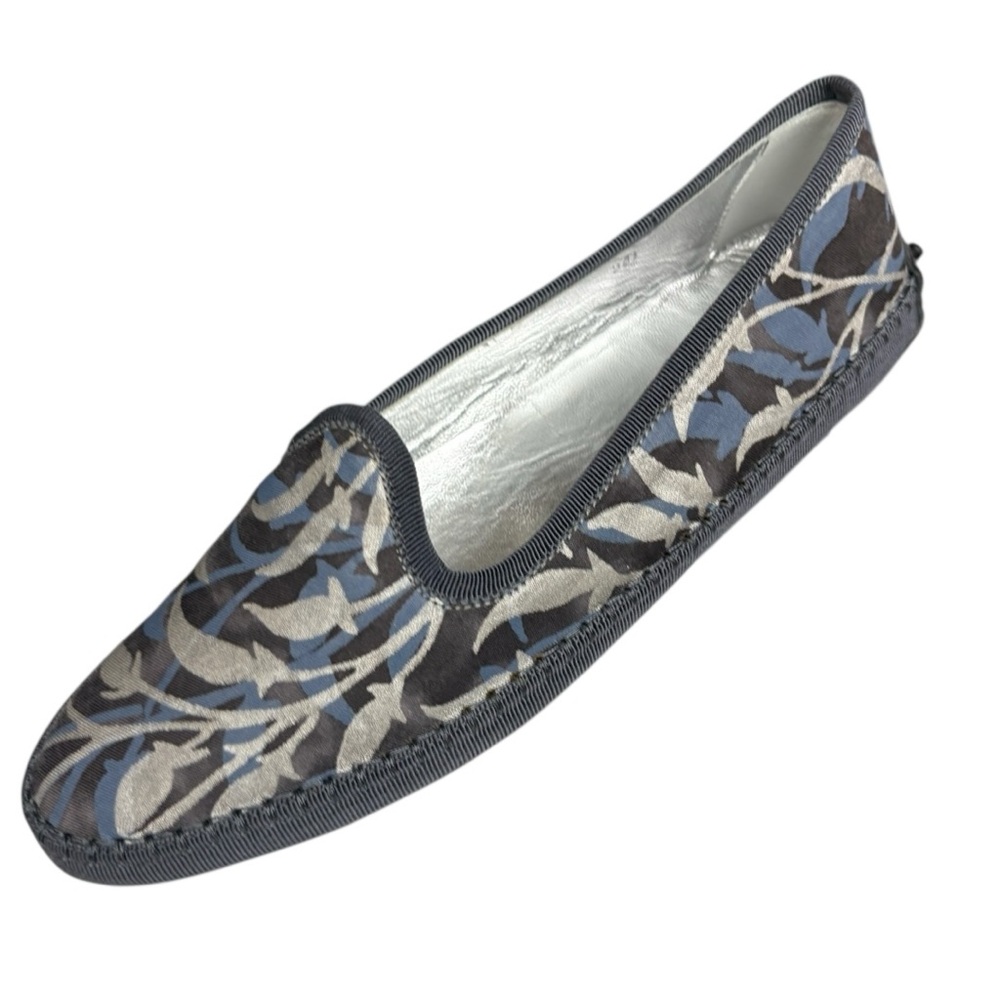 Women's Blue and Gray Patterned Slip-On Flats